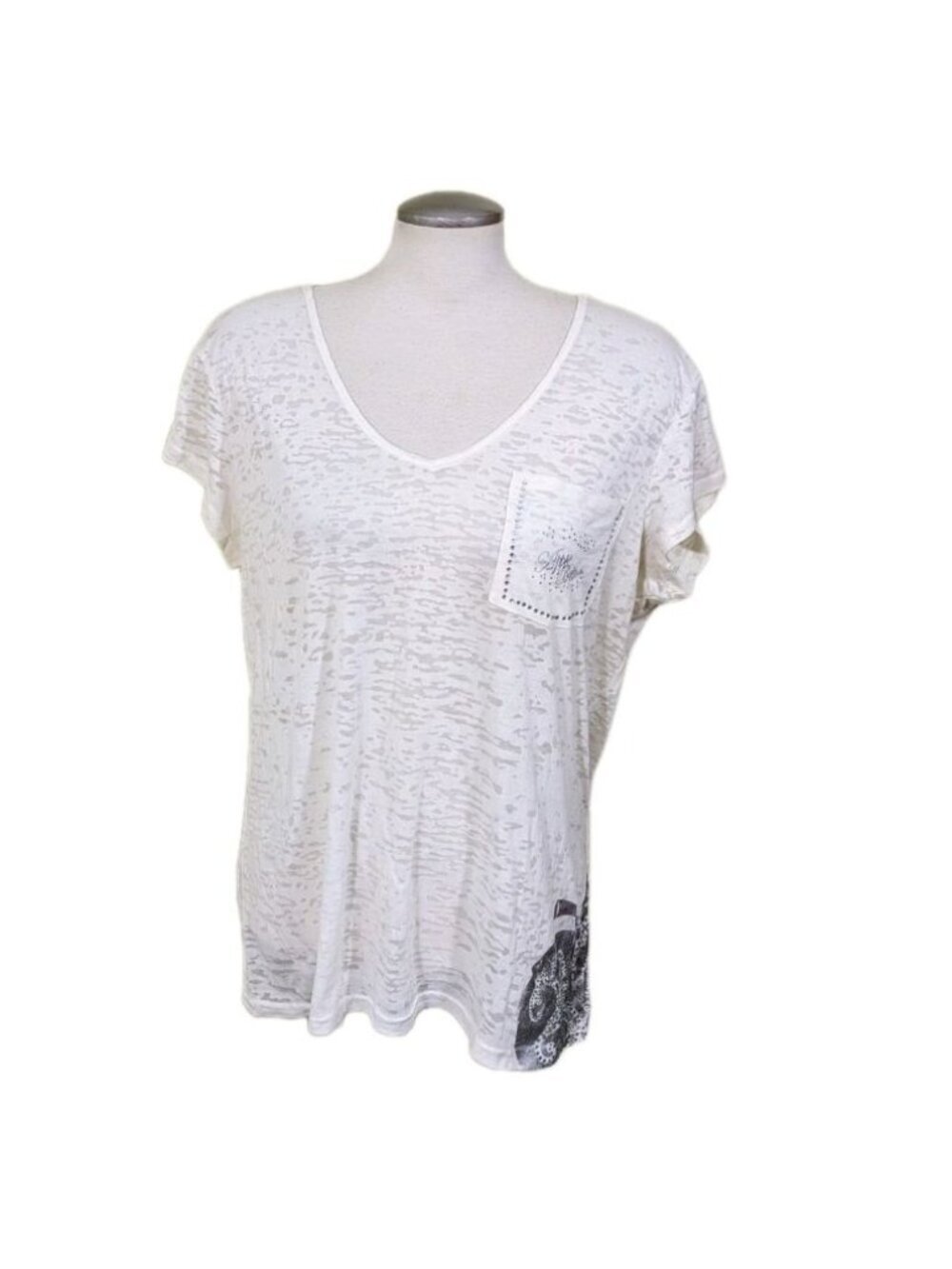 Apple Bottoms Vintage Y2K T Shirt Silver Foil Tissue 2X Rhinestone Bling White